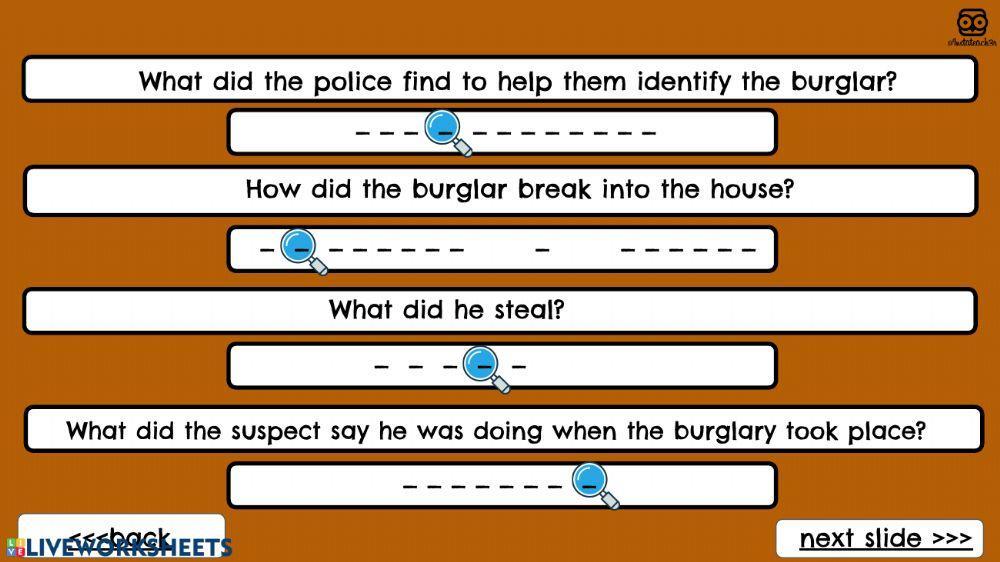 Crime vocabulary challenge