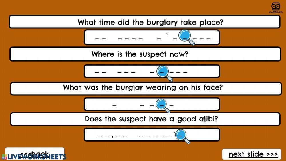 Crime vocabulary challenge