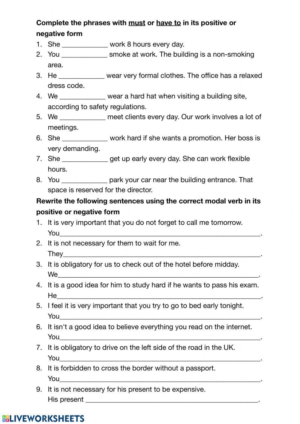 Modal verbs of obligation