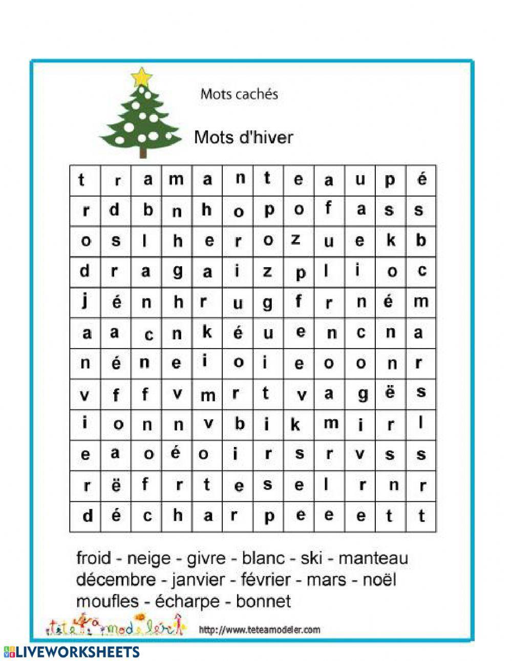 Mots cachées: hiver