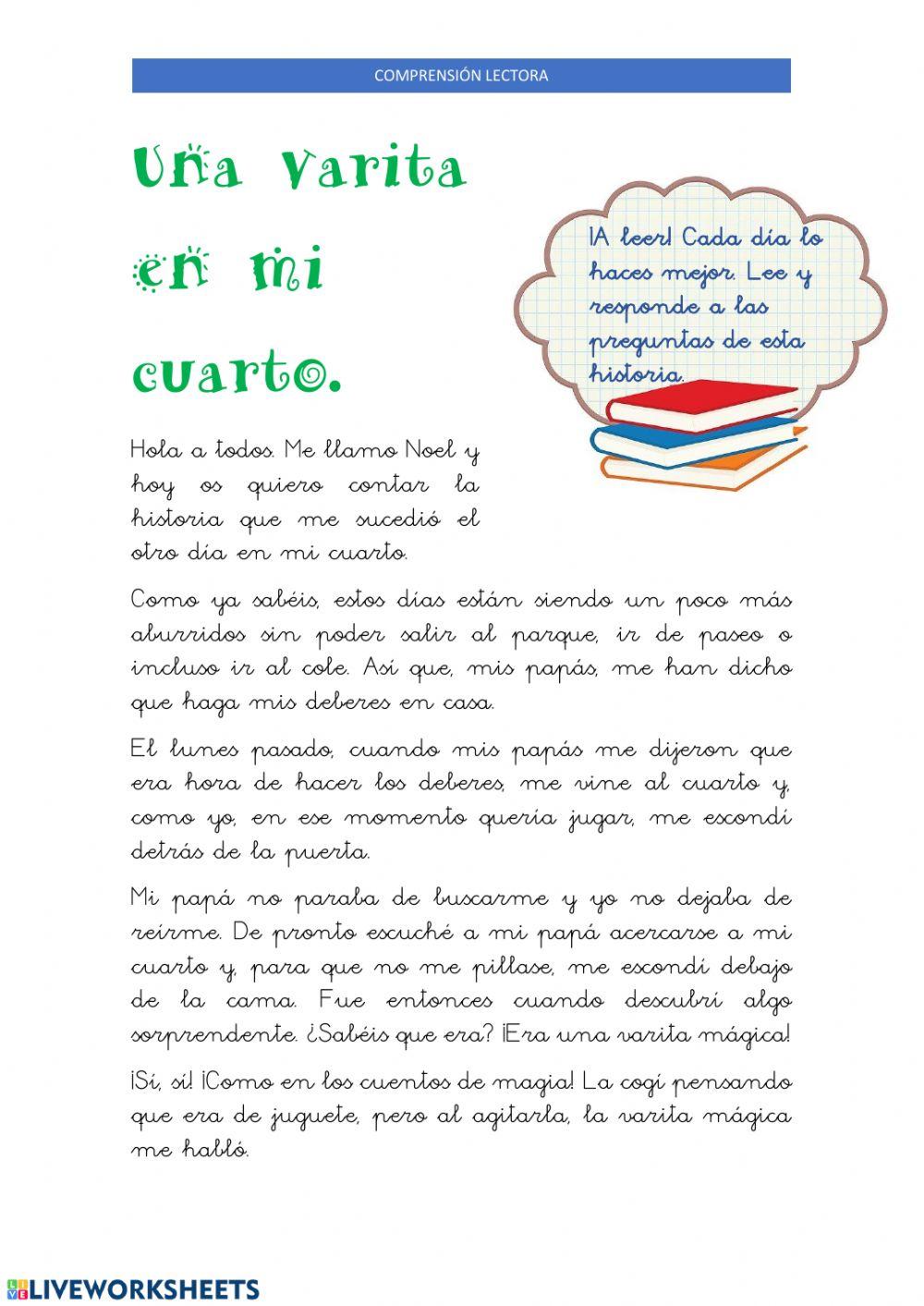 Comprensión lectora: Una varita en mi cuarto