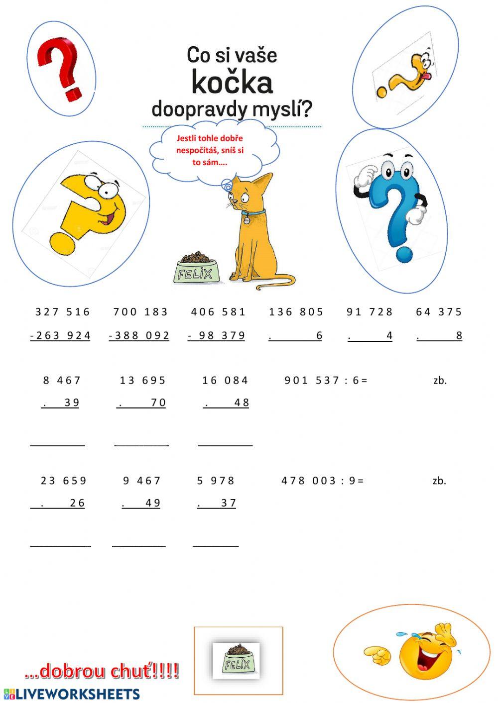 Písemné odčítání,násobení a dělení