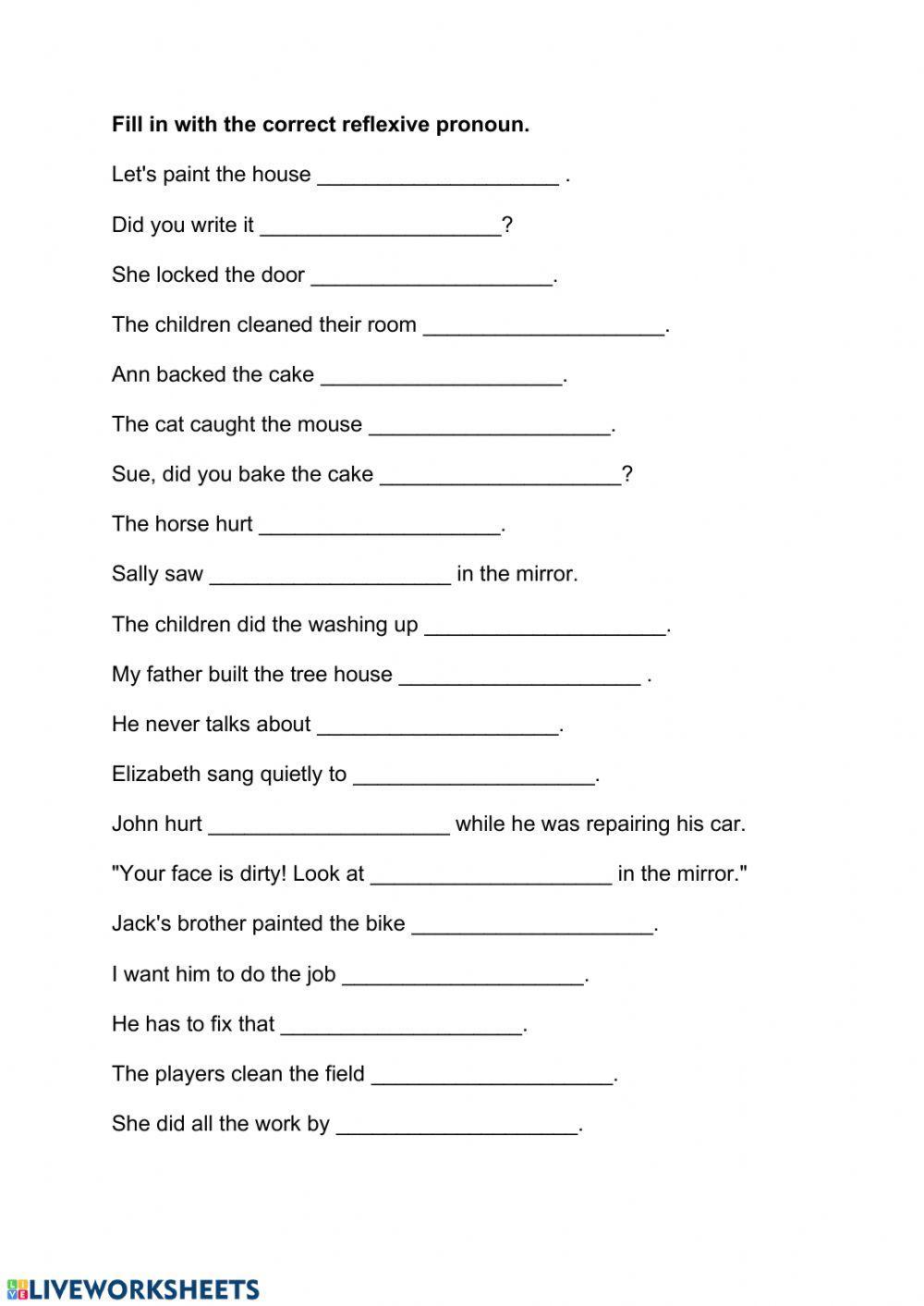Write the correct reflexive pronoun