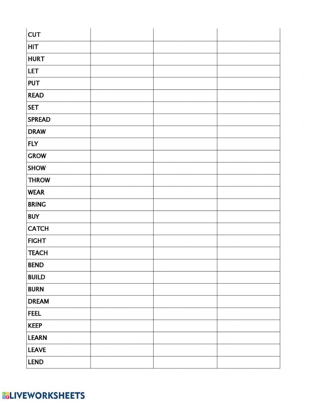 Irregular verbs