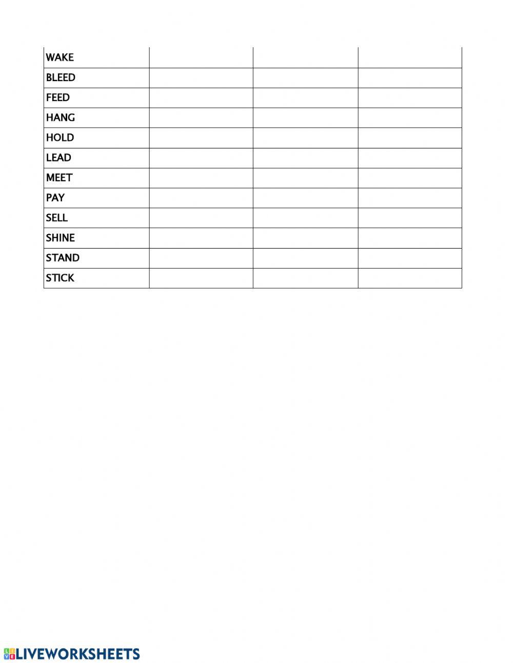 Irregular verbs