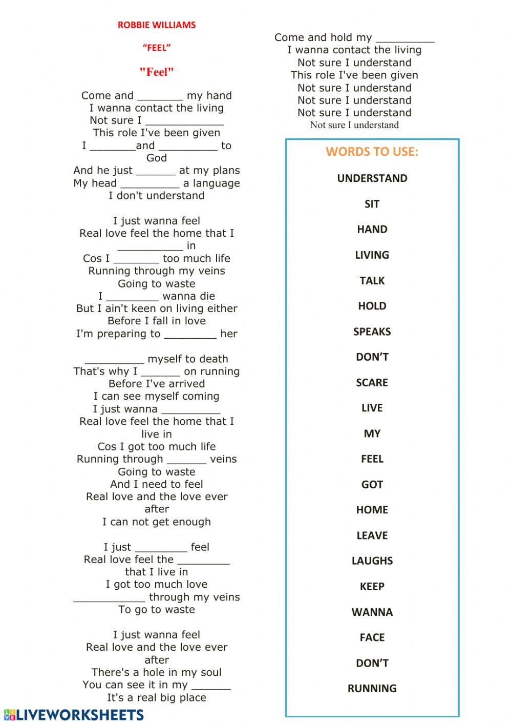 Robbie Williams - Feel (lyrics)