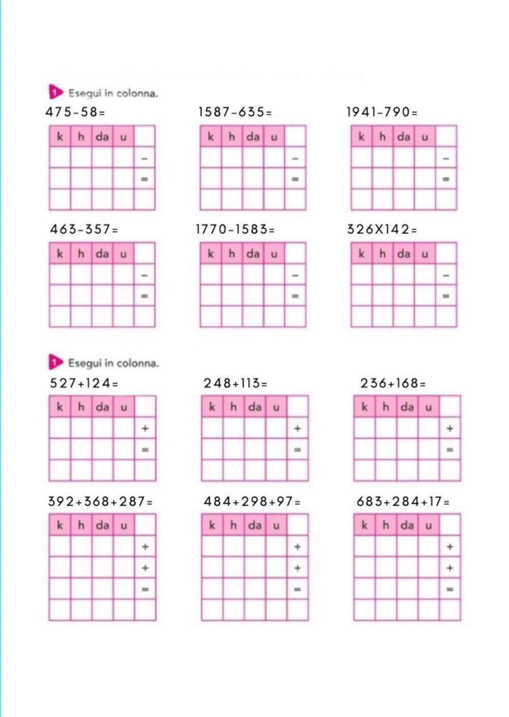 Addizioni e sottrazioni