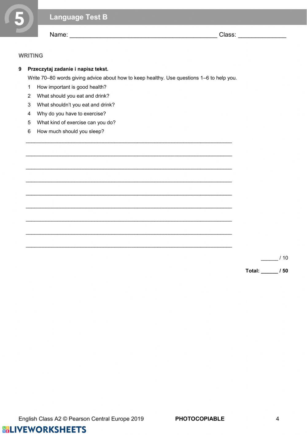 English class a2 UNIT 5 