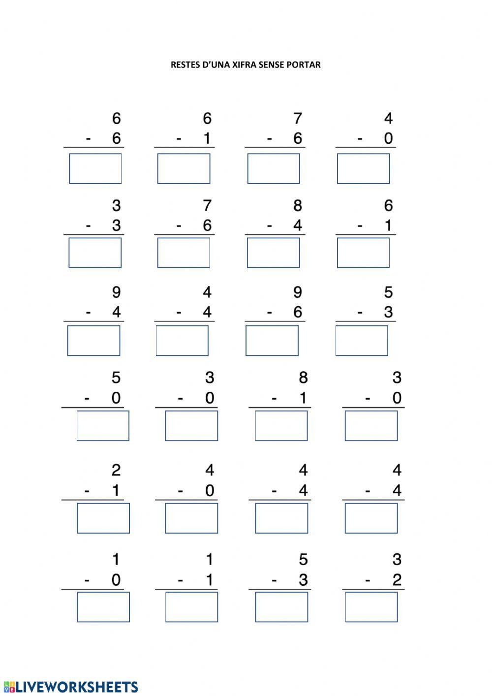 Restes una xifra sense portar