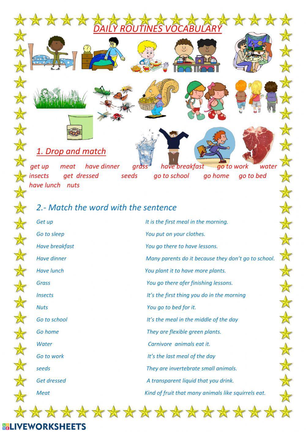Daily routines vocabulary Daily routines vocabulary
