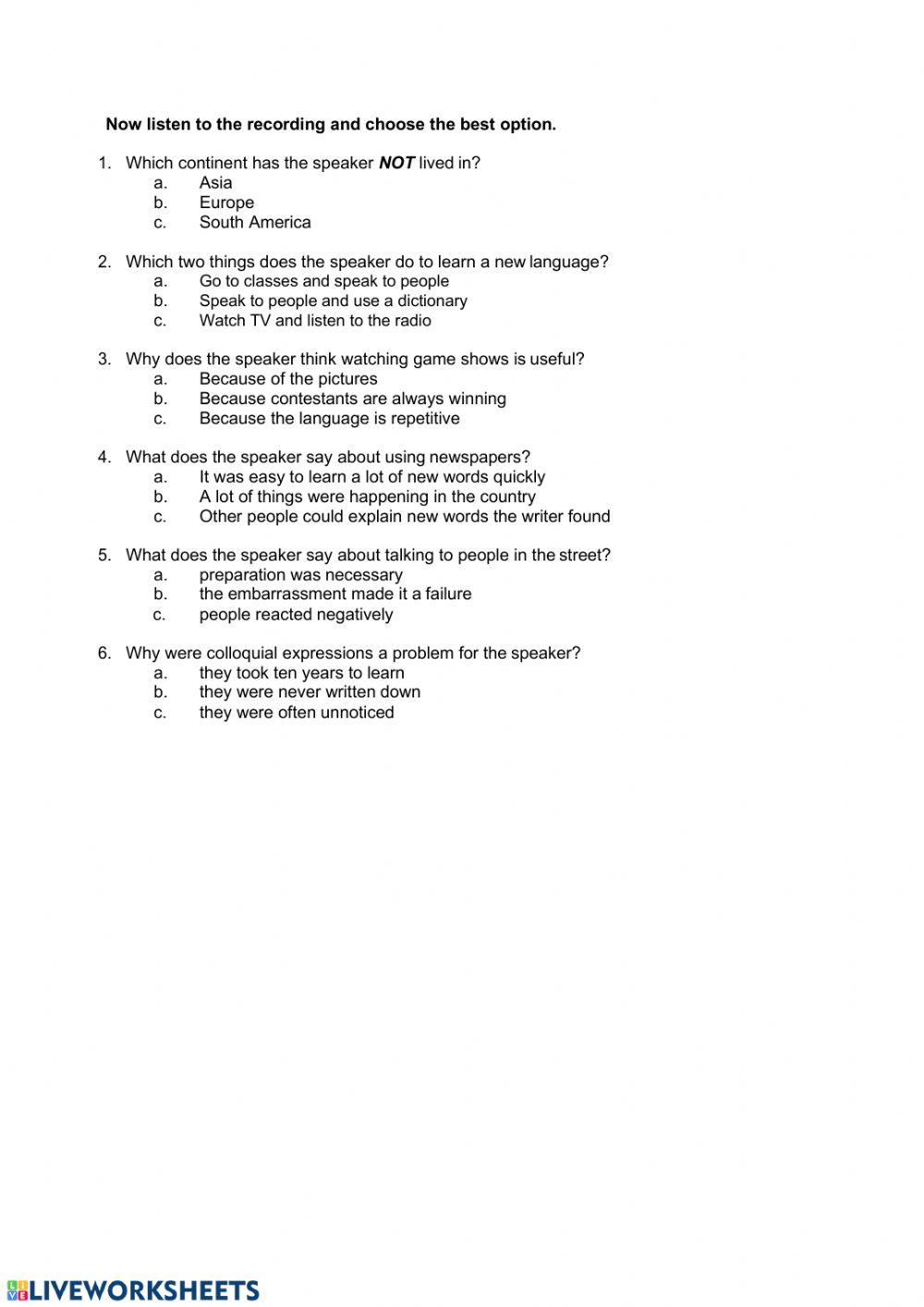 LISTENING: Learning Languages