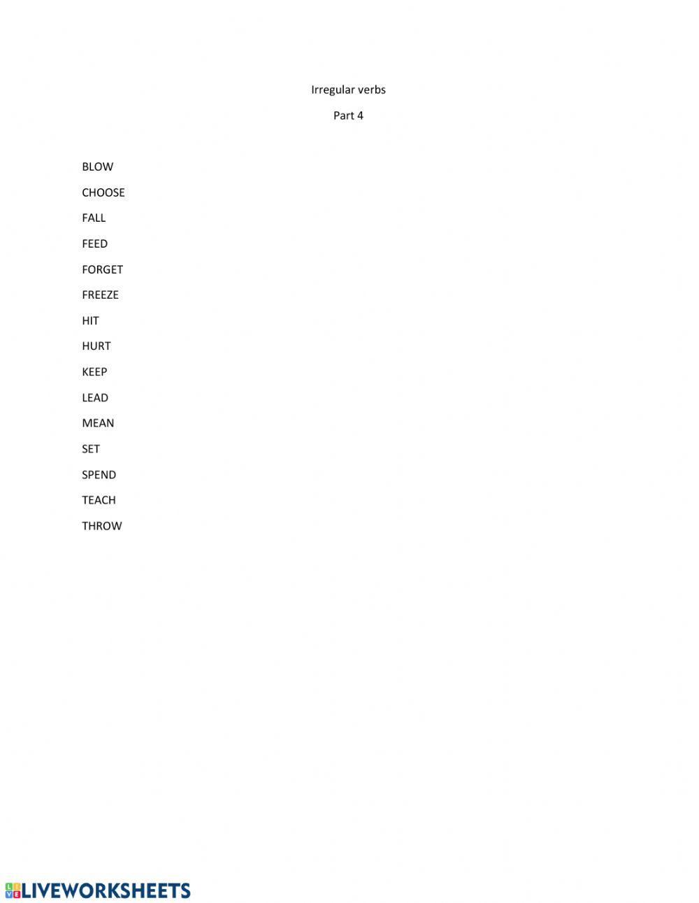 Irregular verbs Part 4