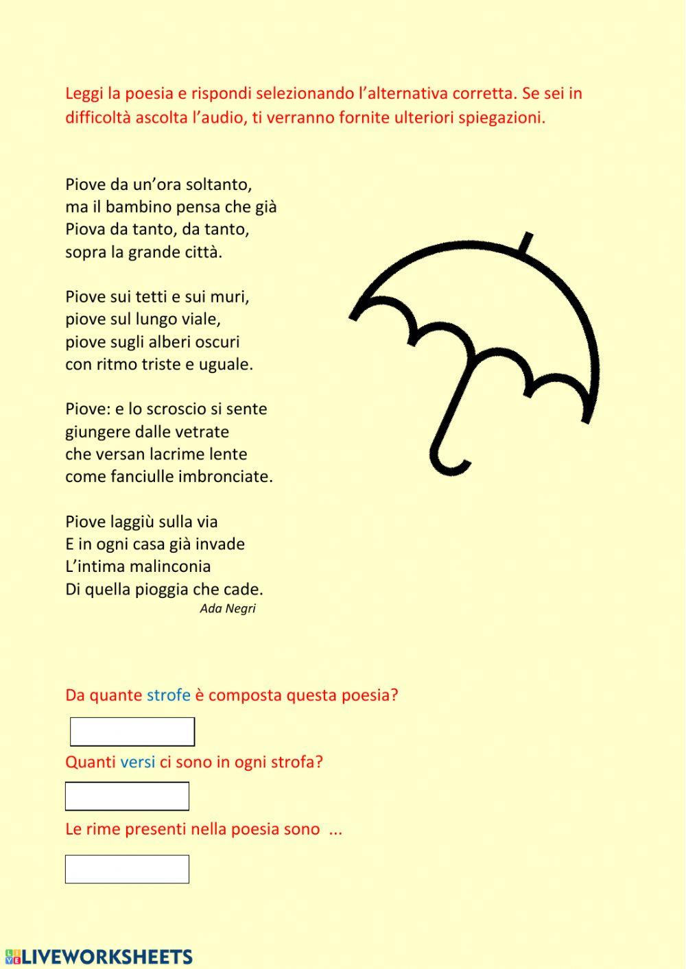 metafora, versi, strofe, similitudini