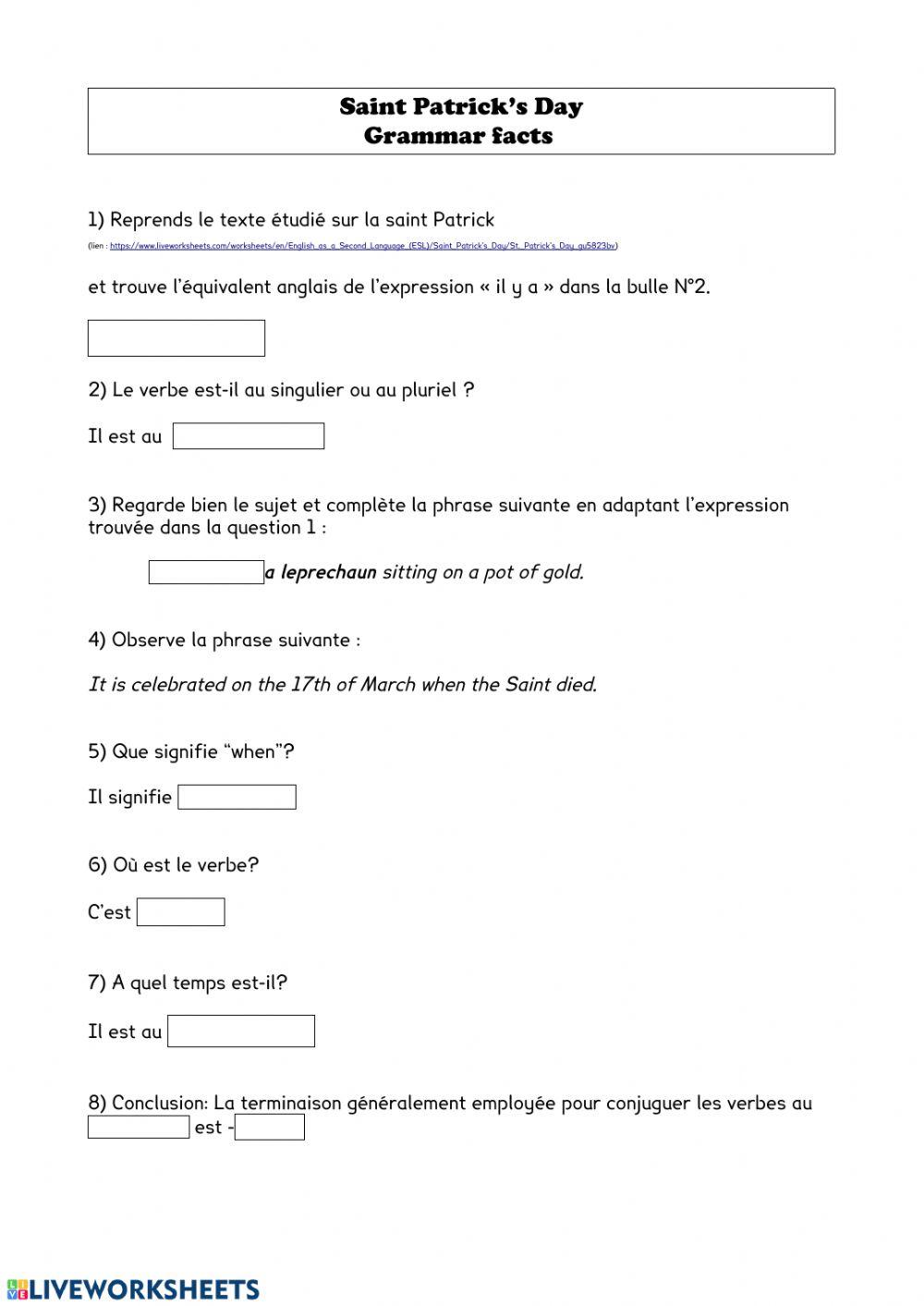 Saint Patrick's Day Grammar FActs