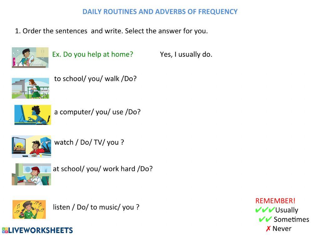 Daily routines and frequency adverbs