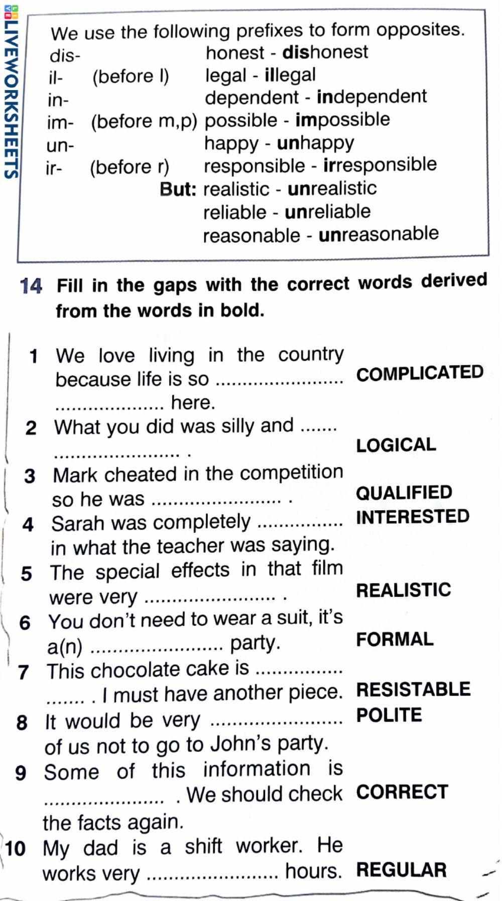 Wordformation negative prefixes