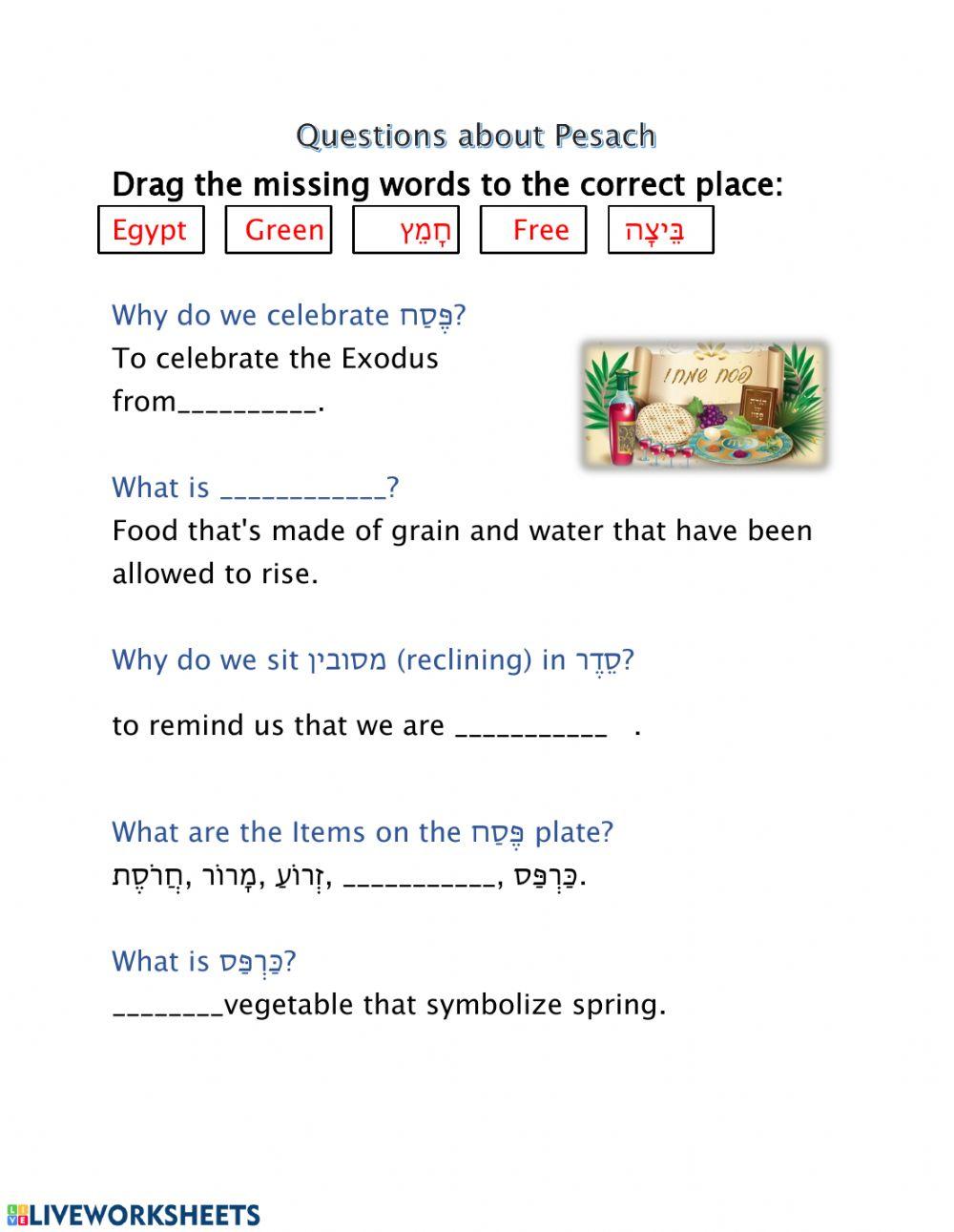 Questions about Pesach