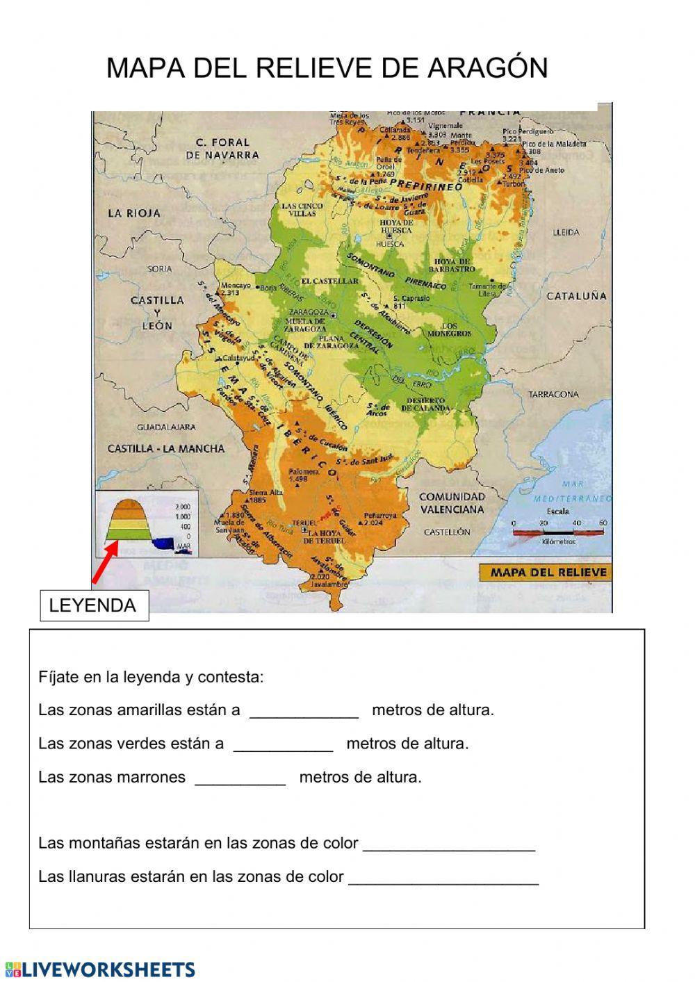 Mapa fisico de Aragón