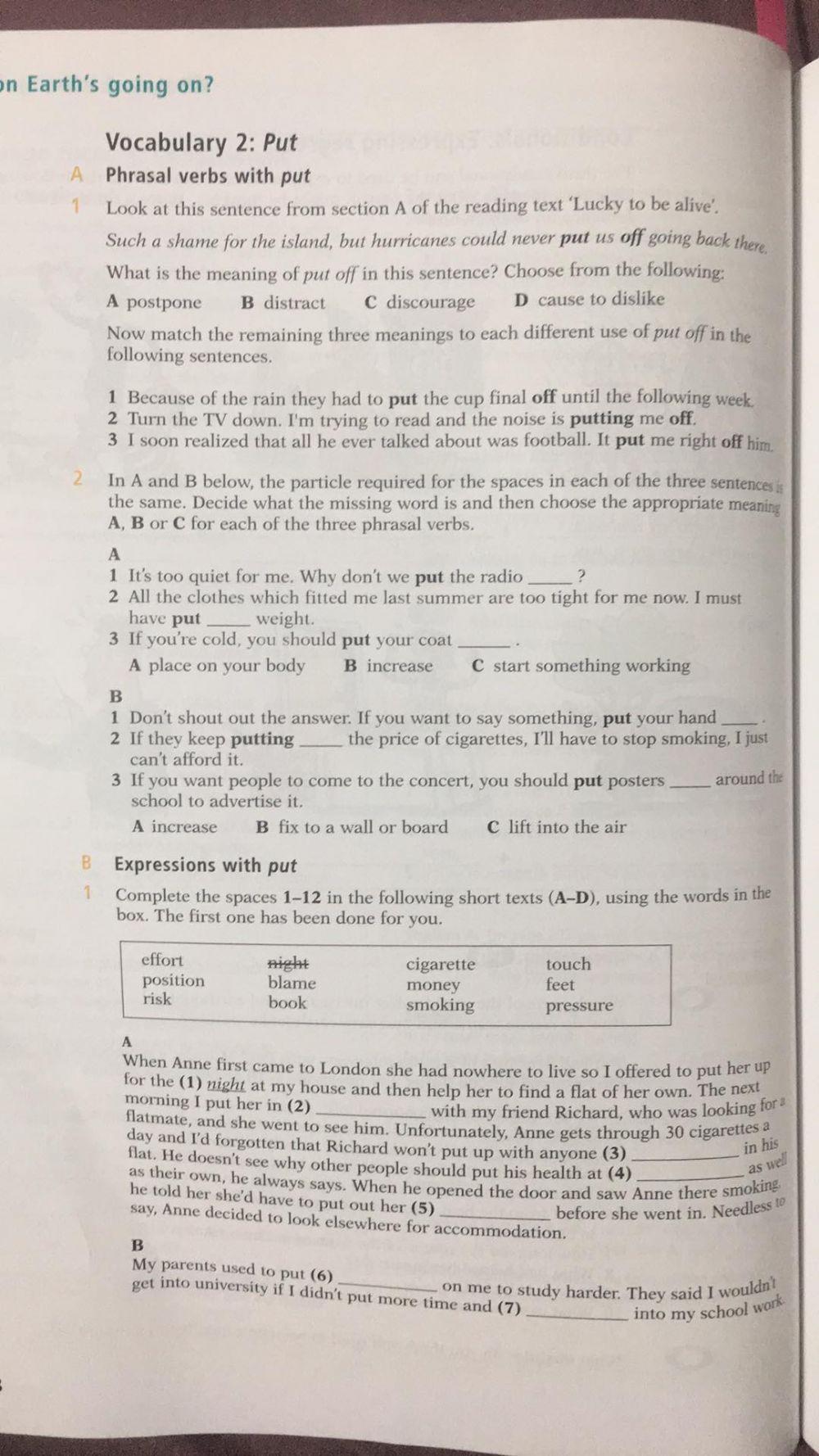 Vocabulary worksheet