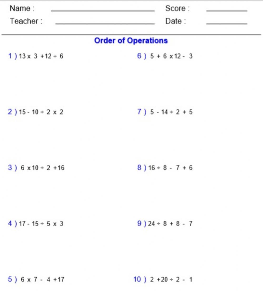 Order of Operations (MDAS)