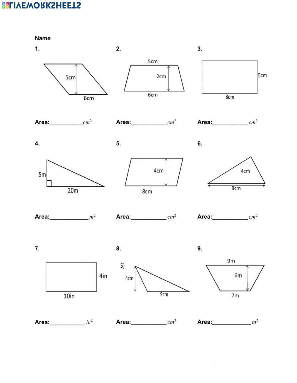Area of Quadrilaterals and Triangles
