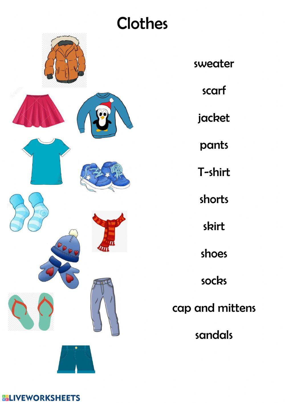Clothes interactive activity for Grade2 | Live Worksheets