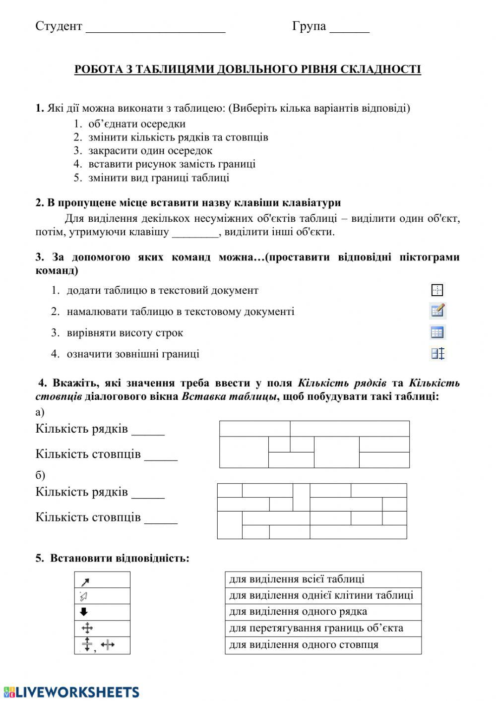 Робота з таблицями в MS Word