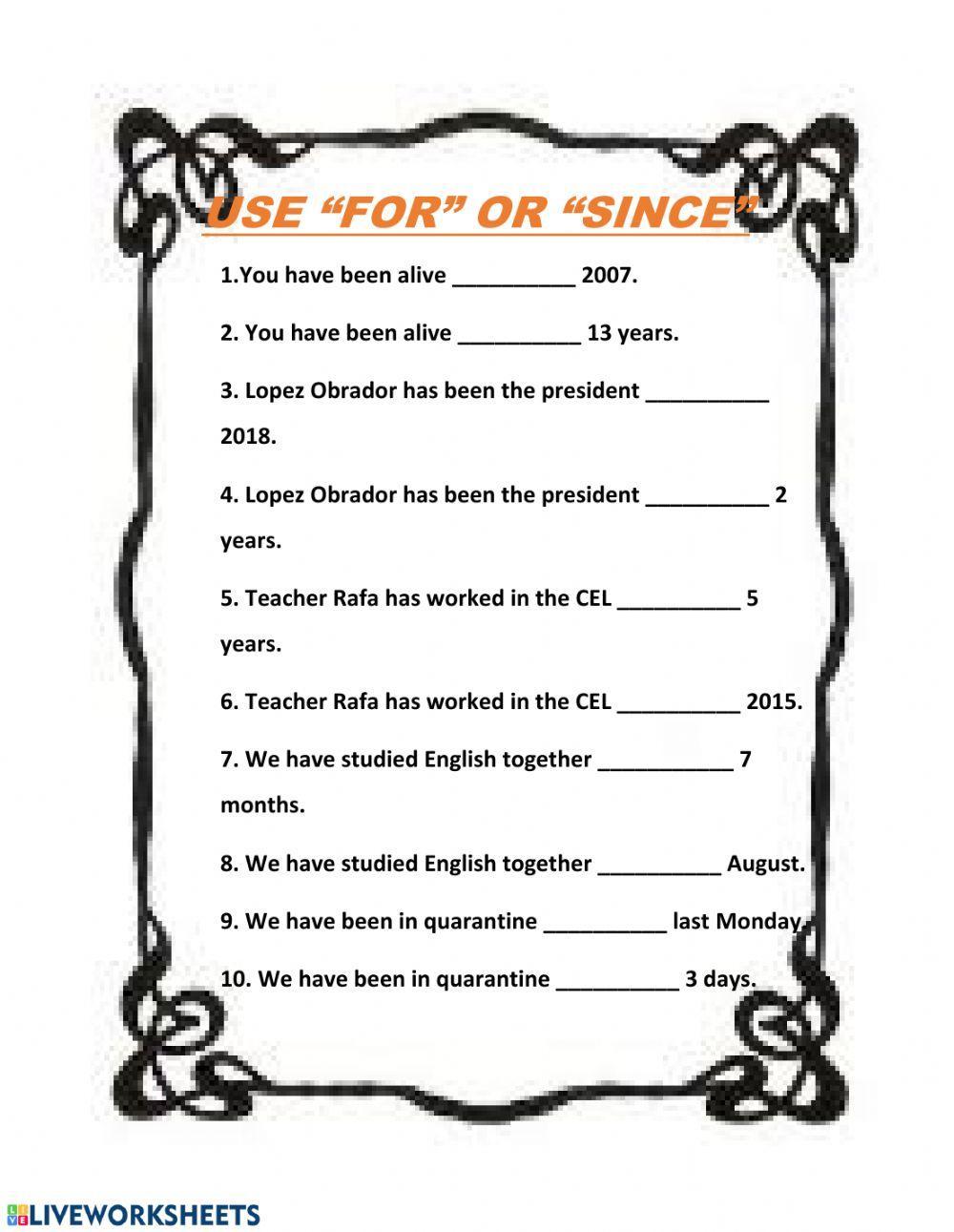 Present Perfect - FOR vs SINCE