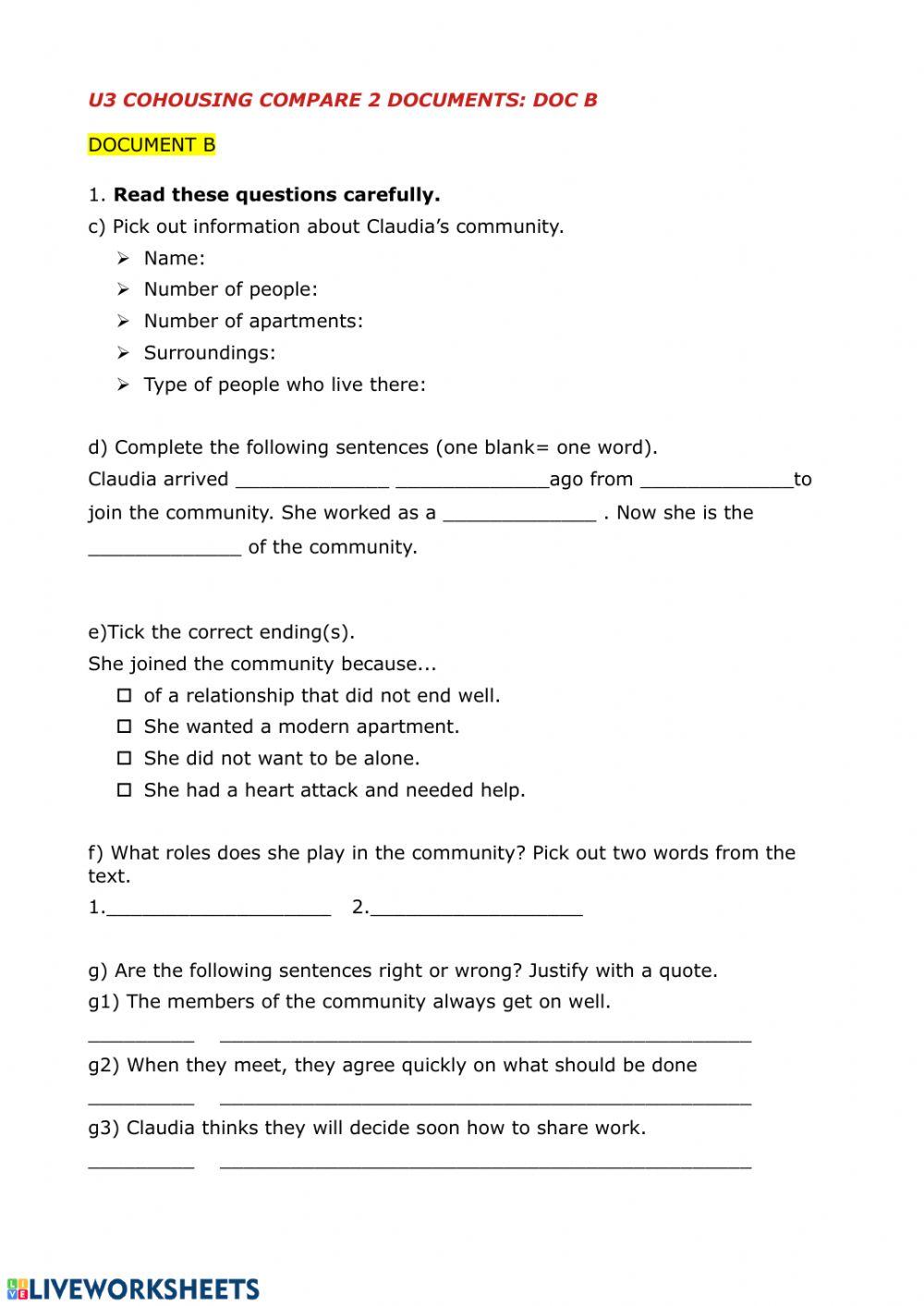 U4 Co housing doc B & comparison
