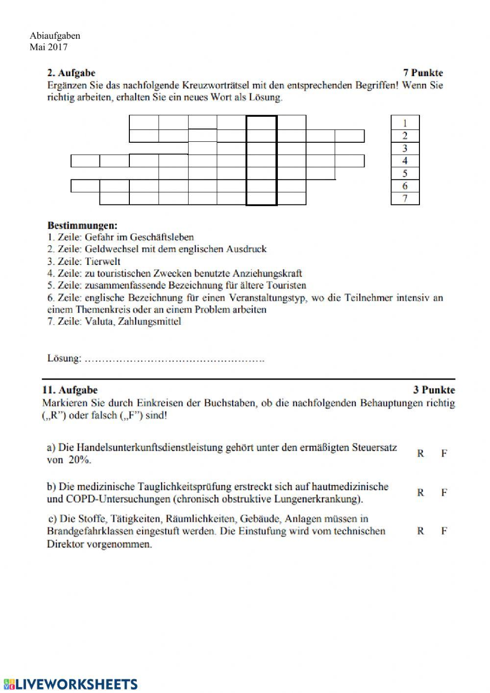 Turisztika érettségi német 2017 május