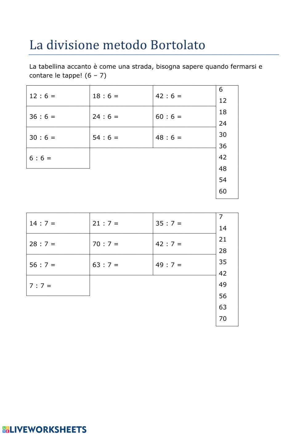 Divisioni metodo Bortolato3