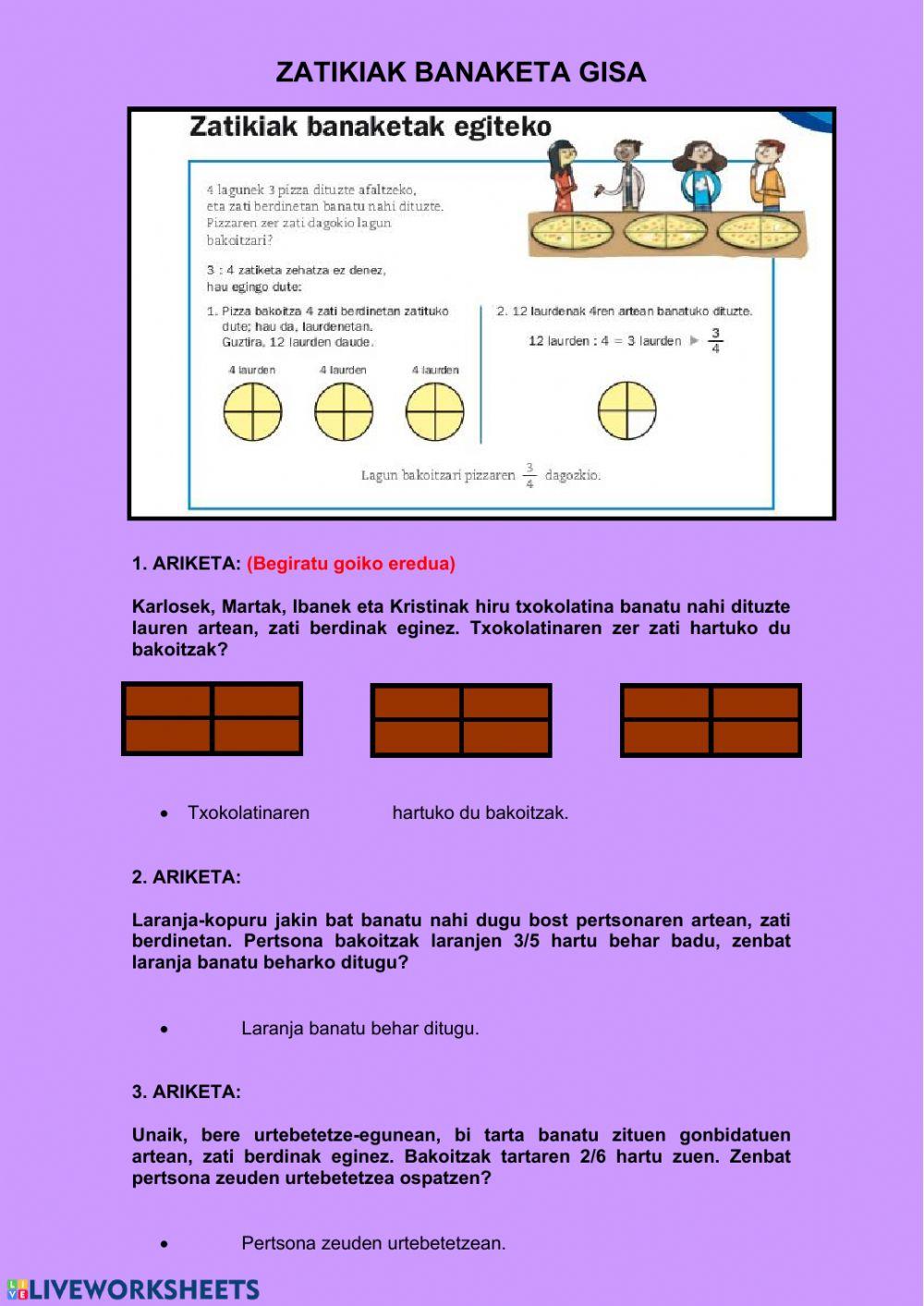 Zatikiak banaketa gisa