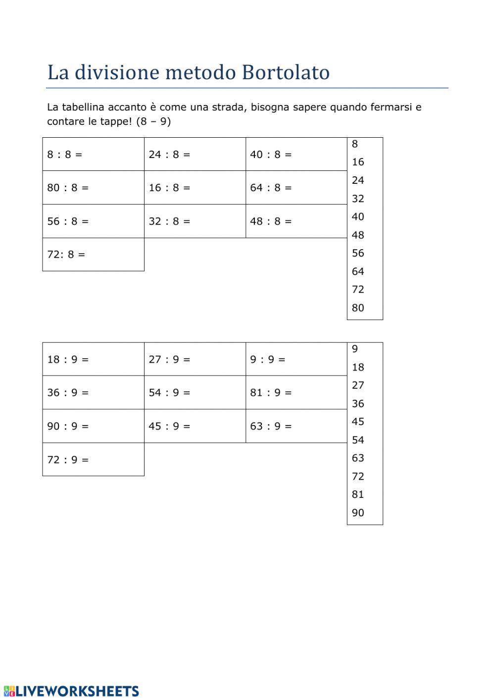 Divisioni metodo Bortolato4