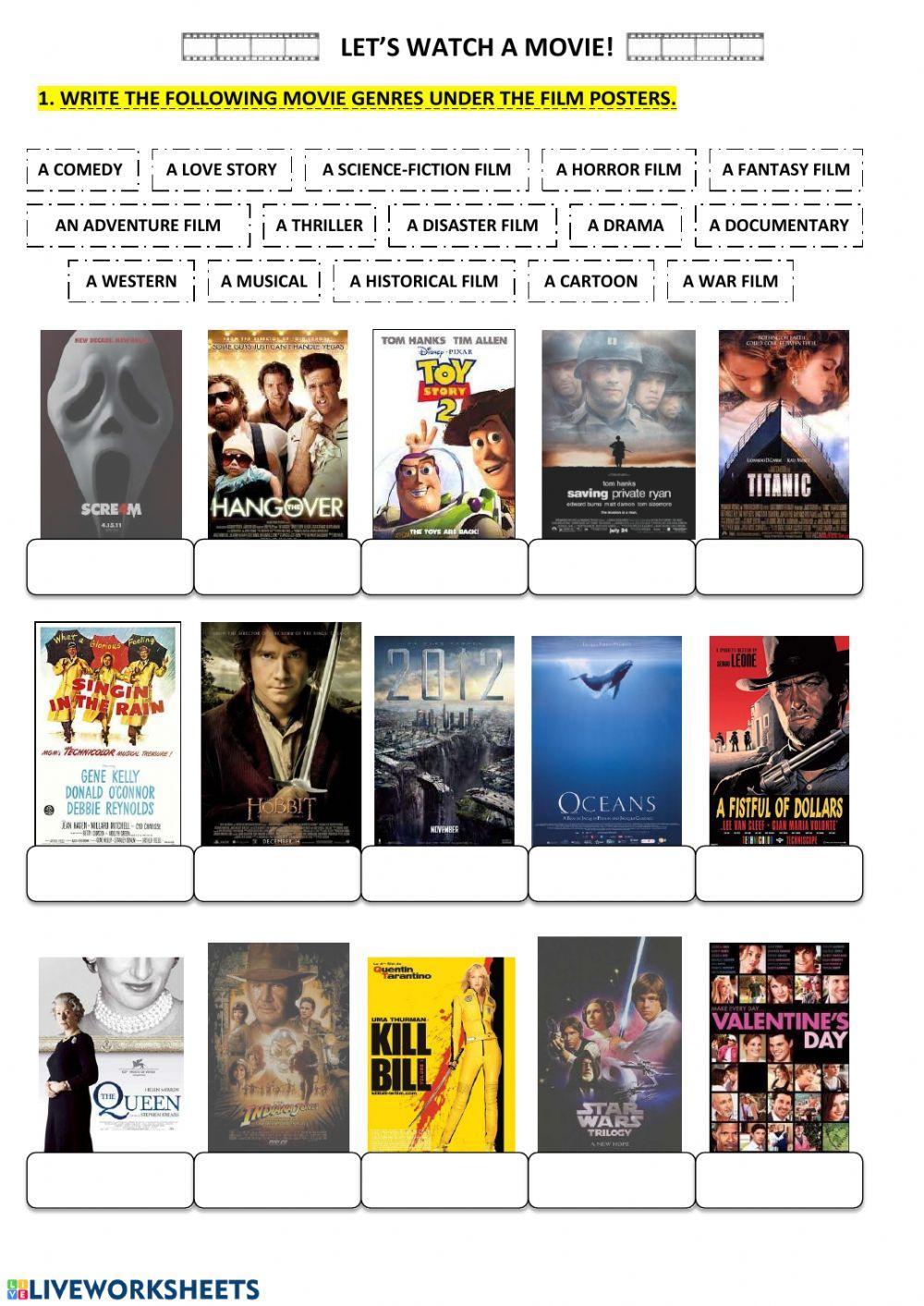 Movie genres worksheet