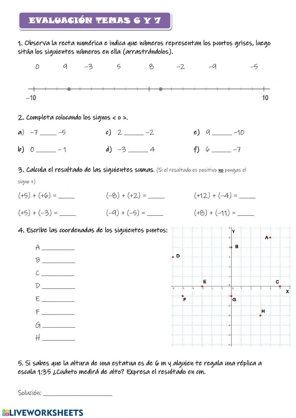 Números enteros, coordenadas y escalas