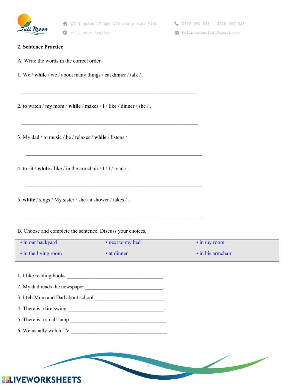 Unit 4-Good things about my house-Homework