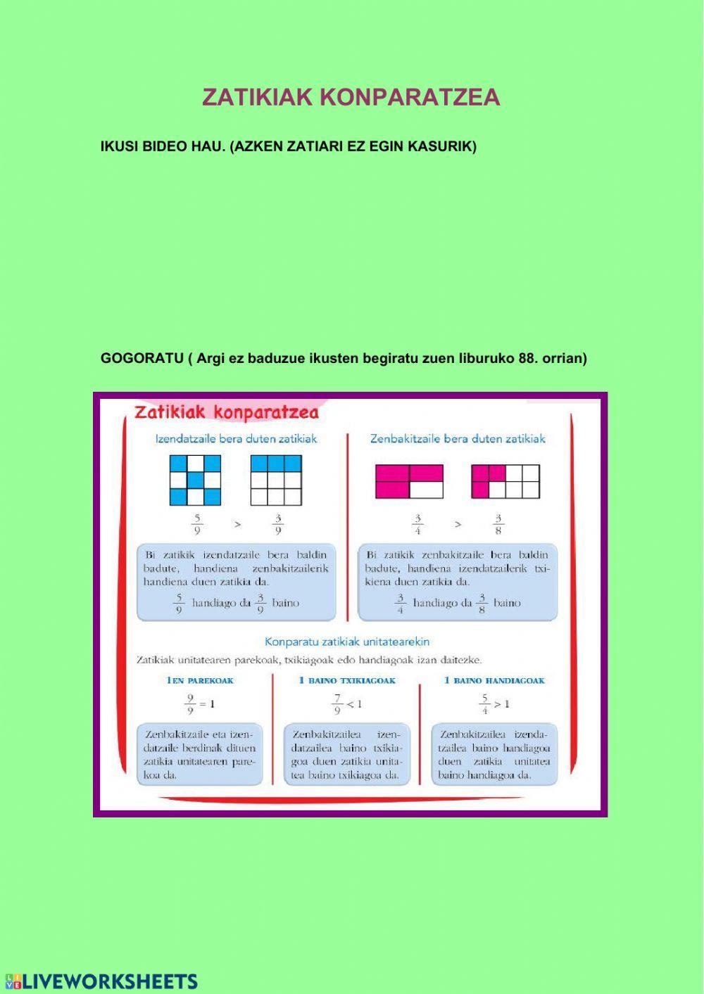 Zatikiak konparatzea