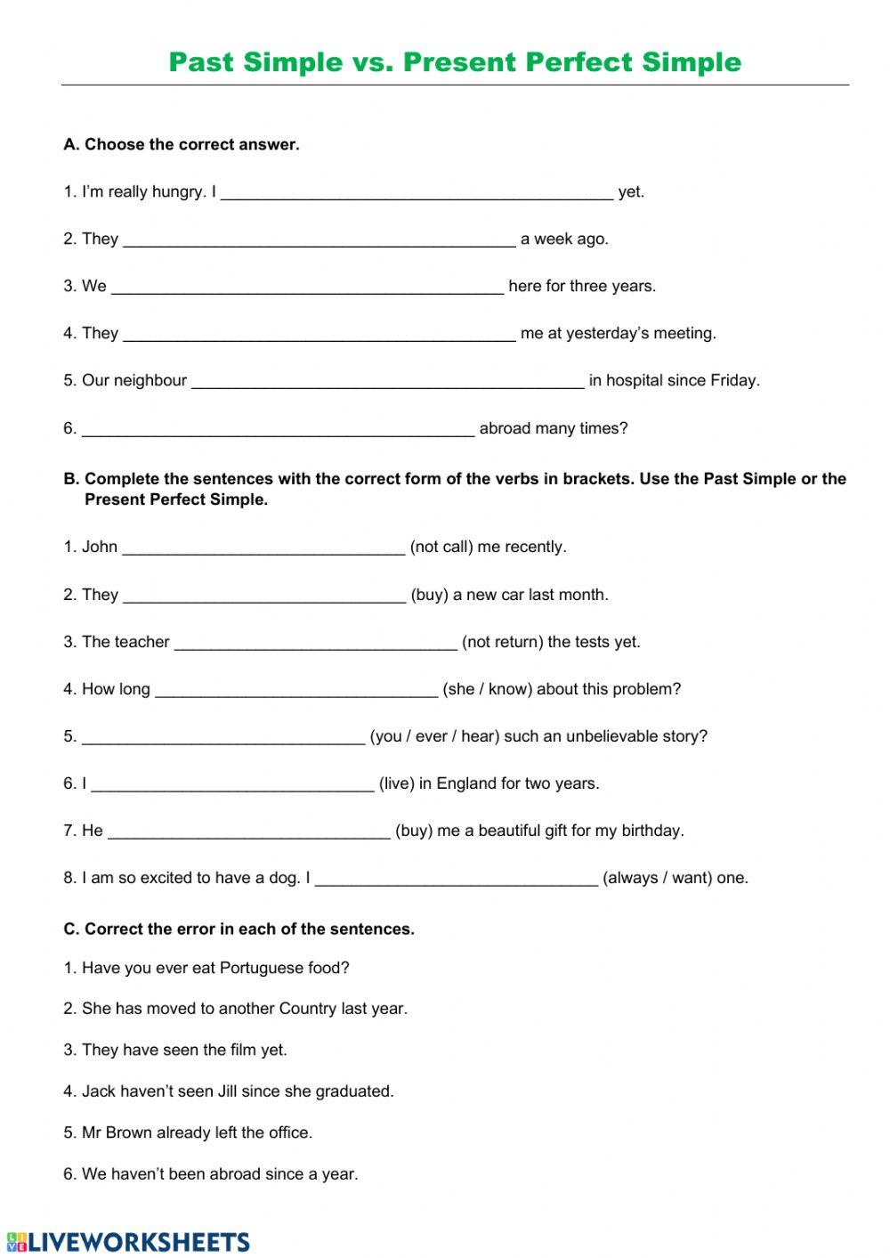 Past simple vs. present perfect