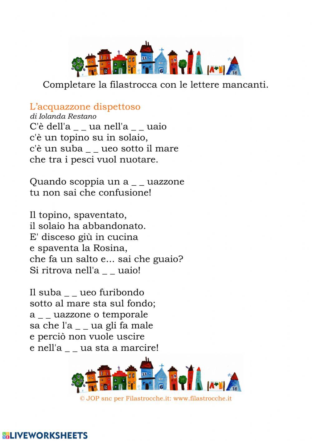 Completa la filastrocca