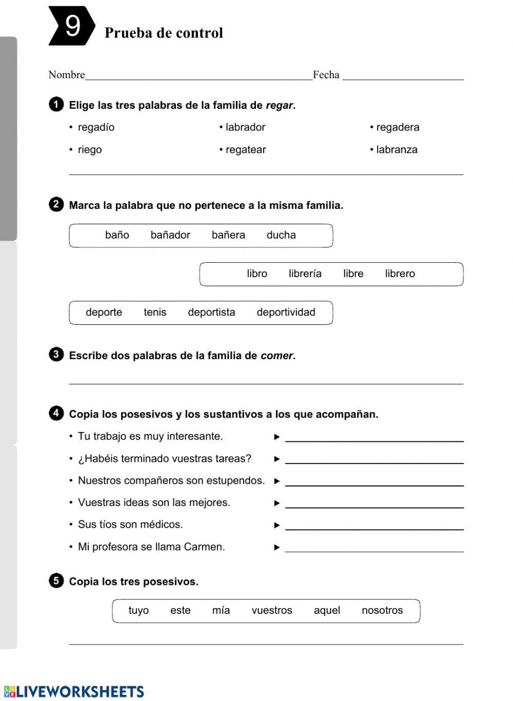 Control tema 9 Lengua