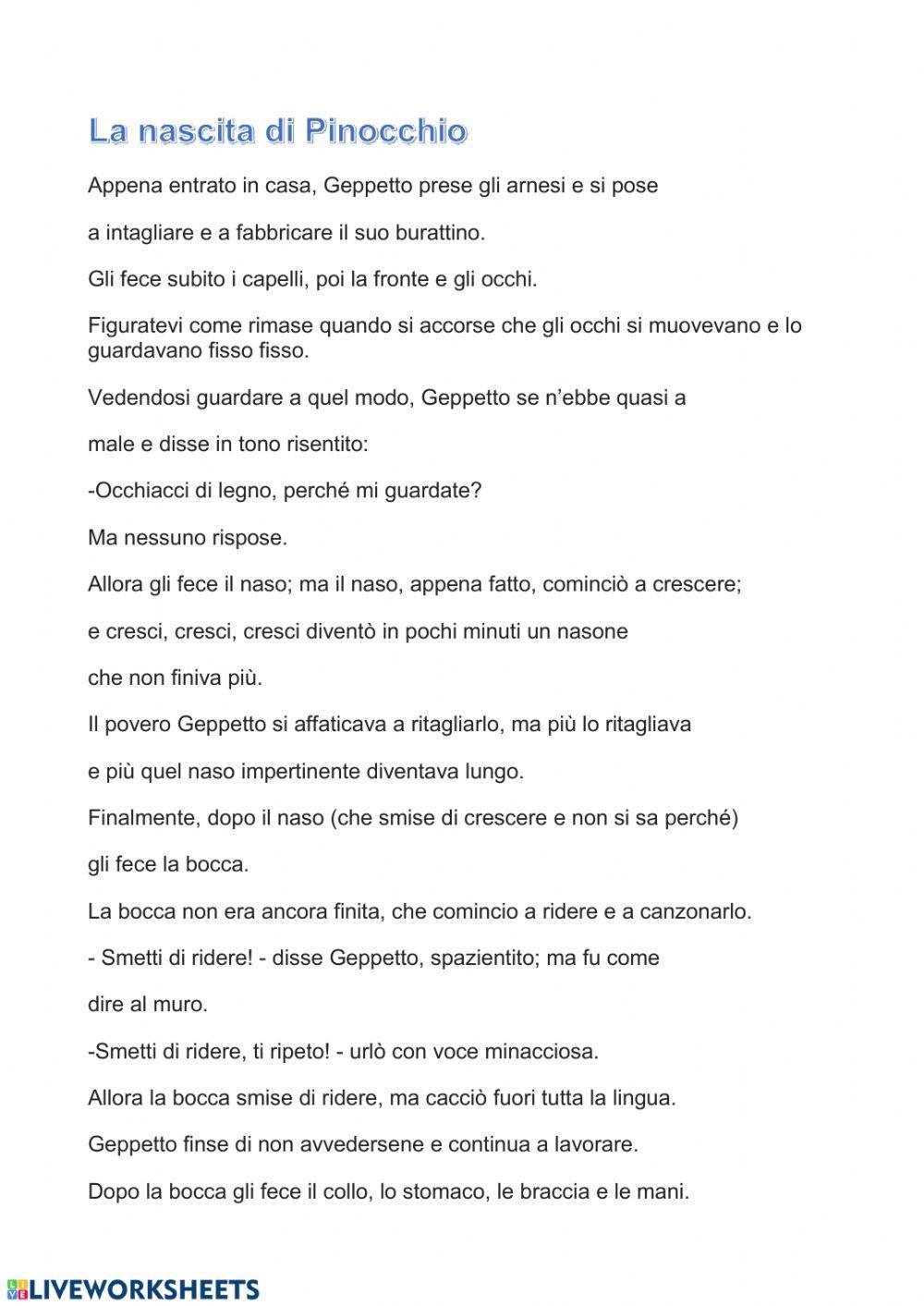 Lettura e comprensione testo