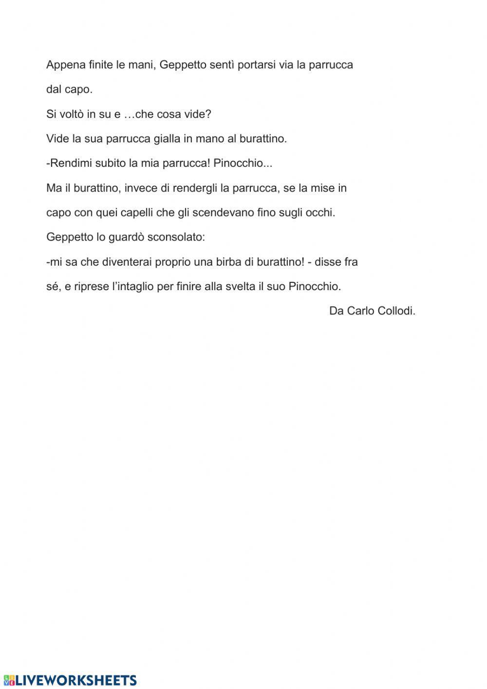 Lettura e comprensione testo