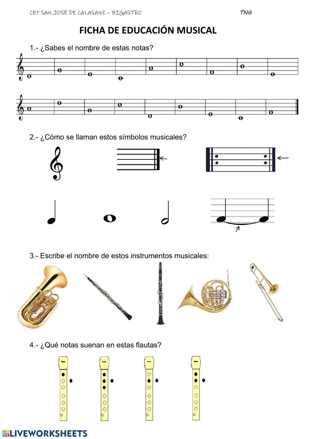 FICHA 1 DE MÚSICA worksheet