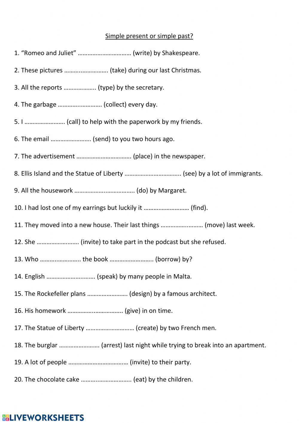 Simple past- simple present- passive voice Simple past- simple present- passive voice