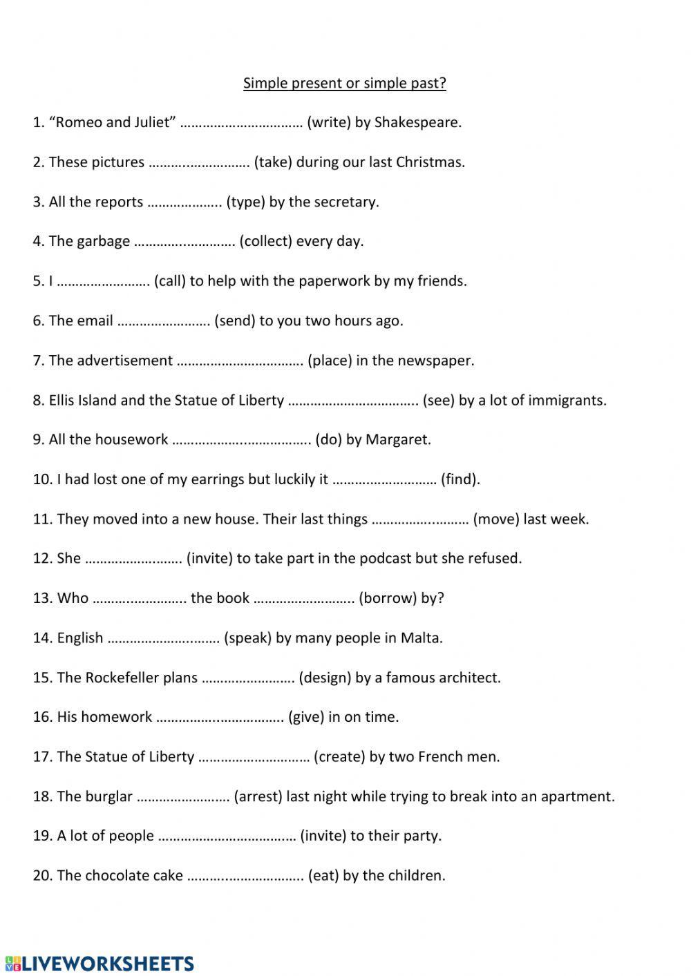 Simple past- simple present- passive voice