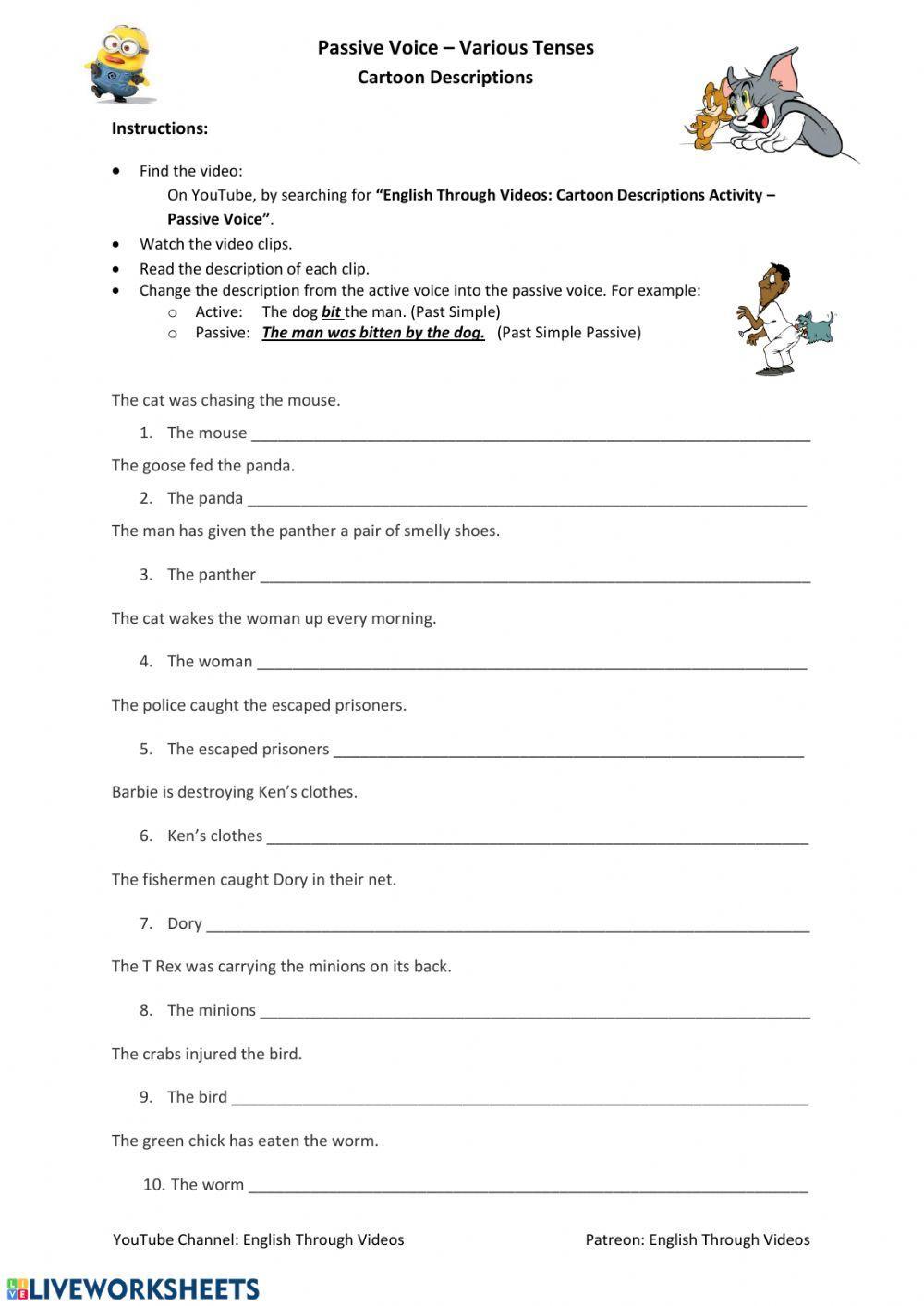 Worksheet passive voice