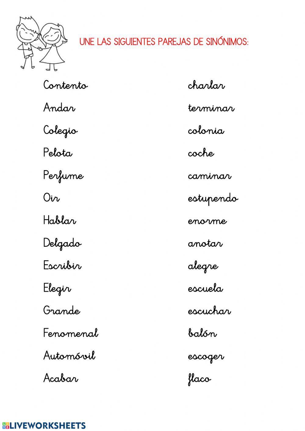 Une parejas de sinónimos
