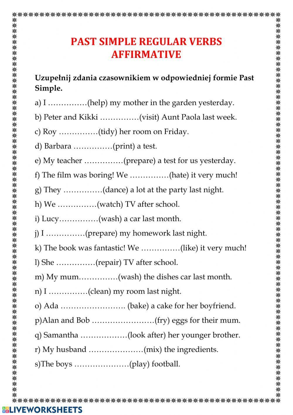 Past Simple affirmative regular verbs