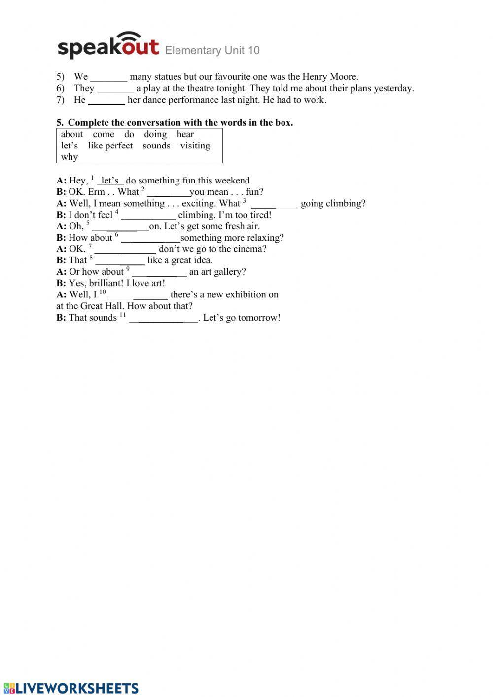 Revision Unit 10 - Speakout Elementary