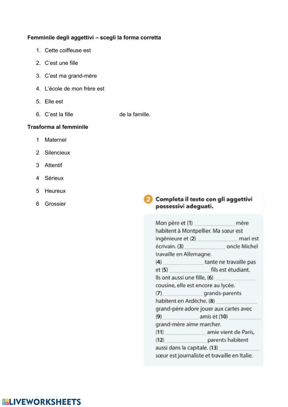 Les professions - les adjectifs possessifs